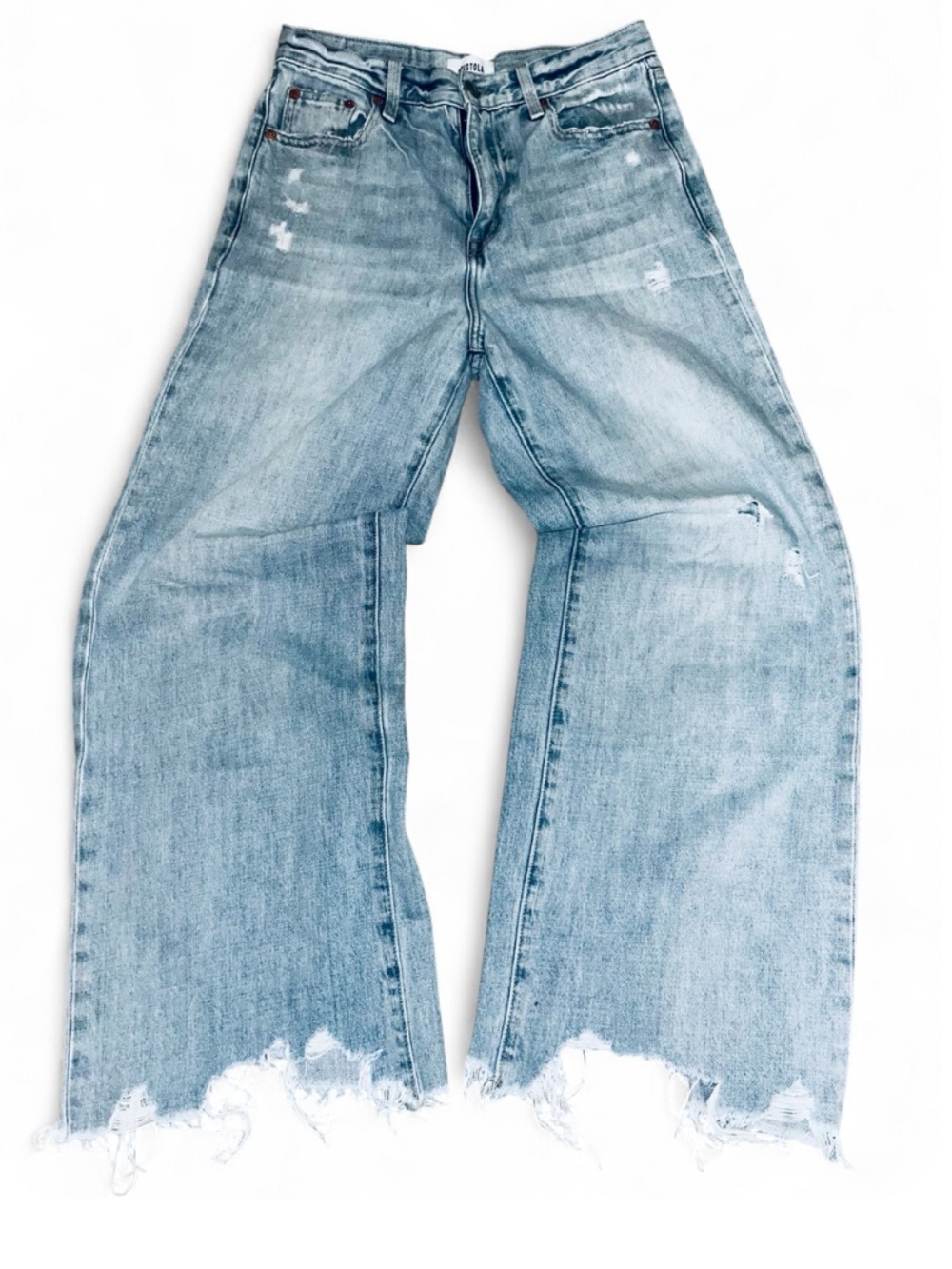 Pistols Light Blue Distressed Wide-Leg Jeans